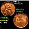 1944-d Lincoln Cent 1c Grades GEM+ Unc RD