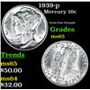 Image 1 : 1939-p Mercury Dime 10c Grades GEM Unc