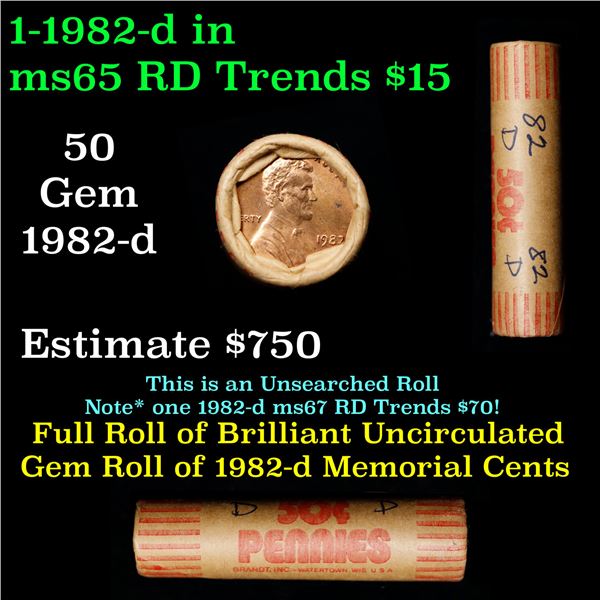 Shotgun Lincoln 1c roll, Brandt Wrapper 1982-d 50 pcs