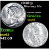 Image 1 : 1940-p Mercury Dime 10c Grades GEM Unc