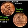 1952-s Lincoln Cent 1c Grades GEM+ Unc RD