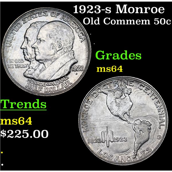 1923-s Monroe Old Commem Half Dollar 50c Grades Choice Unc