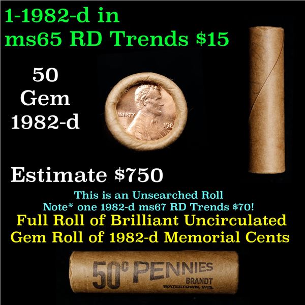 Shotgun Lincoln 1c roll, Brandt Wrapper 1982-d 50 pcs
