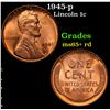 1945-p Lincoln Cent 1c Grades Gem+ Unc RD