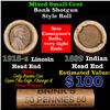 Image 1 : Mixed small cents 1c orig shotgun roll, 1918-S Wheat Cent, 1889 Indian Cent other end, Brinks Wrappe