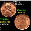 1954-p Lincoln Cent 1c Grades GEM+ Unc RD