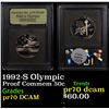 Image 1 : Proof 1992-S Olympic Modern Commem Half Dollar 50c Graded GEM++ Proof Deep Cameo By USCG