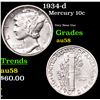 Image 1 : 1934-d Mercury Dime 10c Grades Choice AU/BU Slider