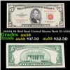 1953A $5 Red Seal United States Note Fr-1533 Grades Choice AU/BU Slider