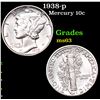 Image 1 : 1938-p Mercury Dime 10c Grades Select Unc