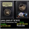 Image 1 : Proof 1991-1995-P WWII Modern Commem Half Dollar 50c Graded GEM++ Proof Deep Cameo By USCG