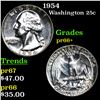 Image 1 : Proof 1954 Washington Quarter 25c Grades GEM++ Proof