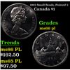 Image 1 : 1965 Small Beads, Pointed 5 Canada Dollar $1 Grades GEM+ UNC PL