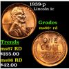 1939-p Lincoln Cent 1c Grades GEM++ RD
