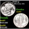 Image 1 : 1943-p Mercury Dime 10c Grades GEM++ Unc