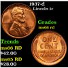 Image 1 : 1937-d Lincoln Cent 1c Grades GEM+ Unc RD