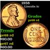 Proof 1958 Lincoln Cent 1c Grades Gem++ Proof Red