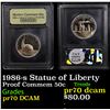 Image 1 : Proof 1986-s Statue of Liberty Modern Commem Half Dollar 50c Graded GEM++ Proof Deep Cameo By USCG