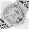 Rolex Ladies Stainless Steel Pink Mother of Pearl Diamond Datejust Wristwatch
