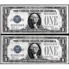 Image 1 : Lot of (2) Consecutive 1928A $1 Funnyback Silver Certificate Notes
