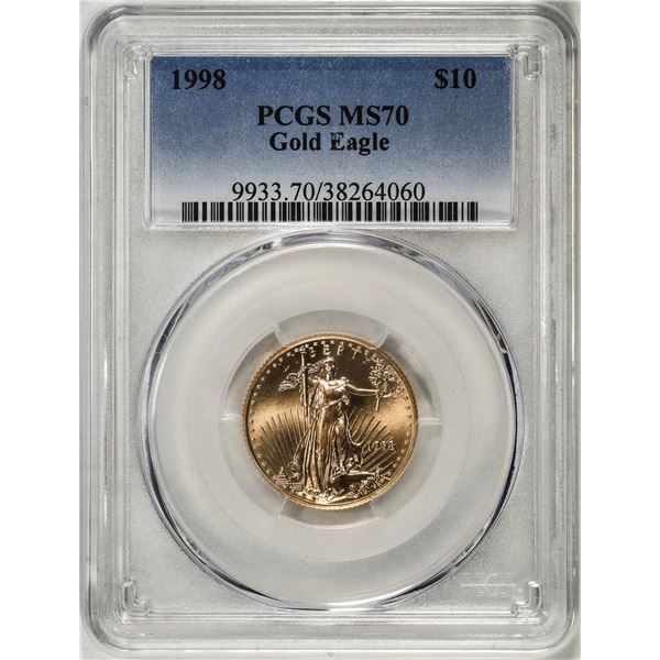 1998 $10 American Gold Eagle Coin PCGS MS70