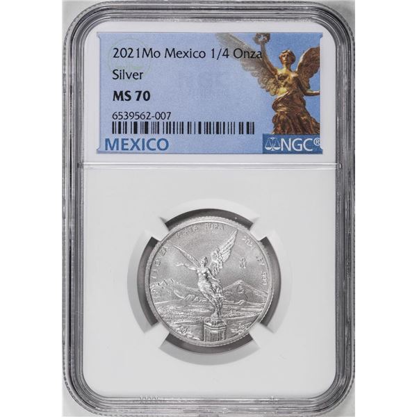 2021-Mo Mexico 1/4 oz Silver Libertad Coin NGC MS70