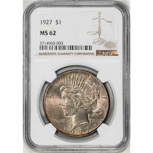 1927 $1 Peace Silver Dollar Coin NGC MS62