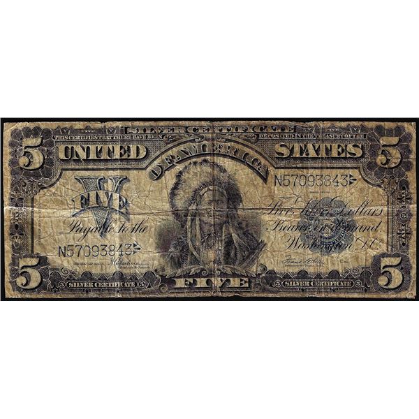 1899 $5 Indian Chief Silver Certificate Note