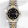 Image 3 : Rolex Men's Two Tone Black Diamond & Sapphire Datejust Wristwatch