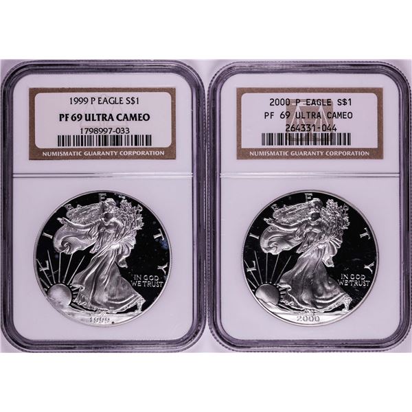 Lot of 1999-2000 $1 Proof American Silver Eagle Coins NGC PF69 Ultra Cameo