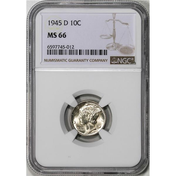 1945-D Mercury Dime Coin NGC MS66