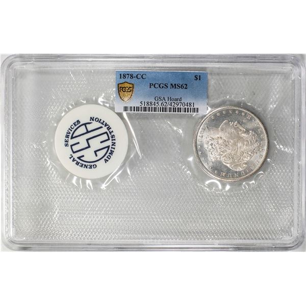 1878-CC $1 Morgan Silver Dollar Coin PCGS MS62 GSA Soft Pack