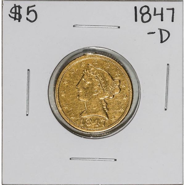 1847-D $5 Liberty Head Half Eagle Gold Coin Ex-Jewelry