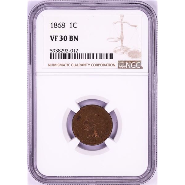 1868 Indian Head Cent Coin NGC VF30BN