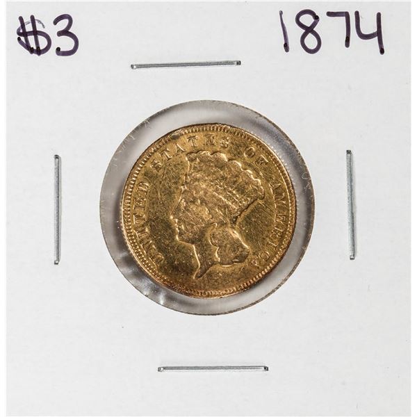 1874 $3 Indian Princess Head Gold Coin