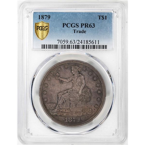 1879 $1 Proof Trade Silver Dollar Coin PCGS PR63