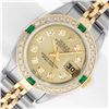 Image 1 : Rolex Ladies Two Tone Quickset Champagne Diamond & Emerald Datejust Wristwatch