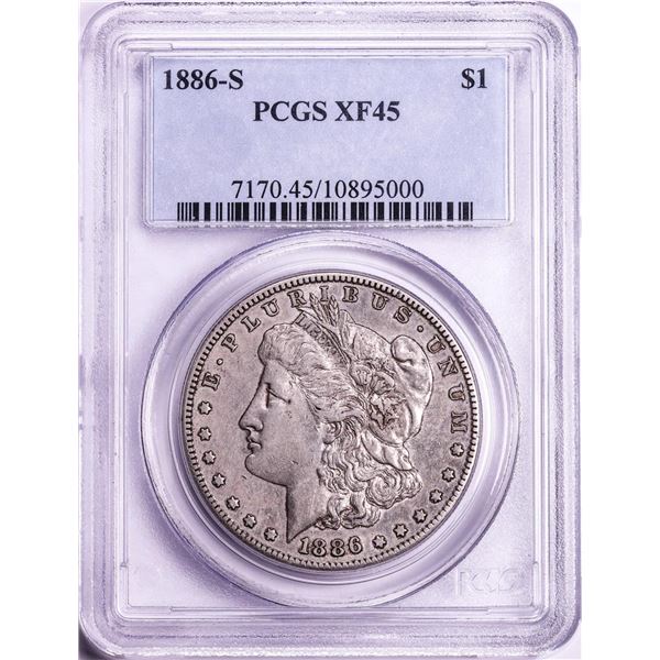 1886-S $1 Morgan Silver Dollar Coin PCGS XF45