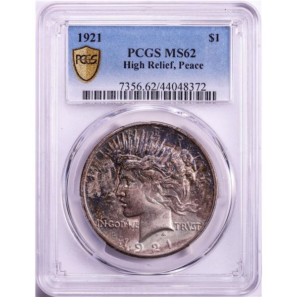 1921 High Relief $1 Peace Silver Dollar Coin PCGS MS62