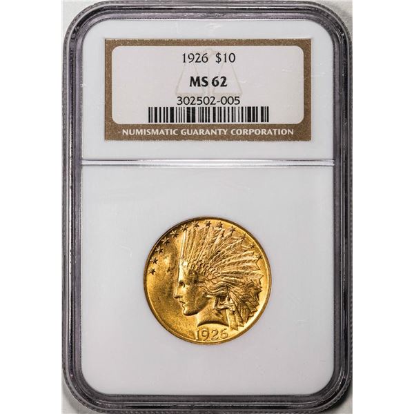 1926 $10 Indian Head Eagle Gold Coin NGC MS62