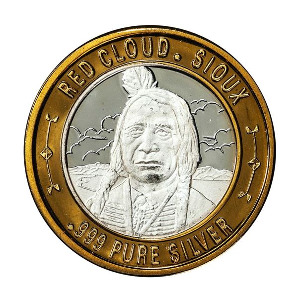 .999 Silver Red Cloud Sioux $10 Casino Limited Native American Series Gaming Token