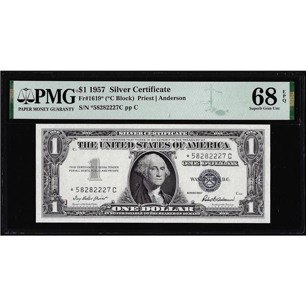 1957 $1 Silver Certificate Star Note Fr.1619* PMG Superb Gem Uncirculated 68EPQ