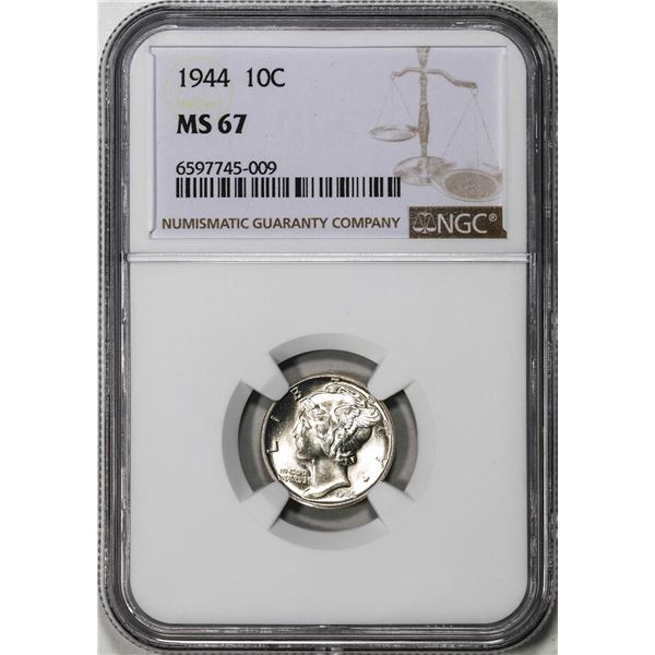 1944 Mercury Dime Coin NGC MS67