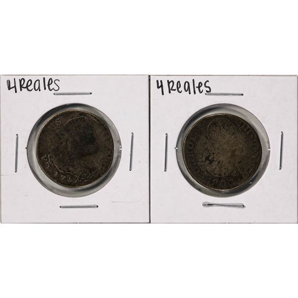 Lot of (2) 1774 & 1806 Spanish 4 Reales Silver Coins
