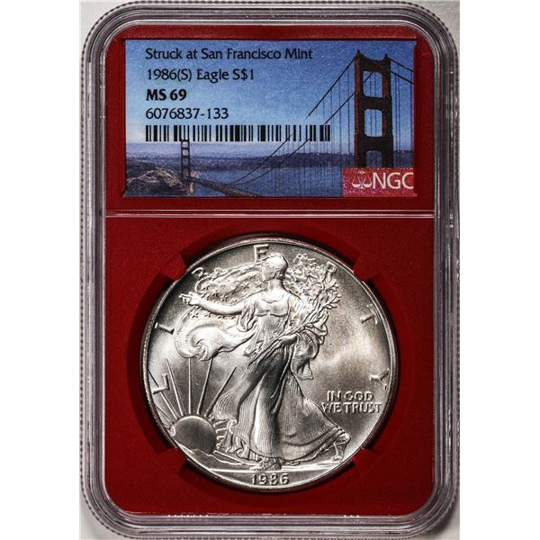 1986-S $1 American Silver Eagle Coin NGC MS69