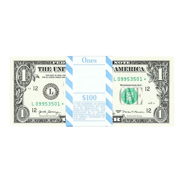 Pack of (100) Consecutive 2017 $1 Federal Reserve STAR Notes San Francisco