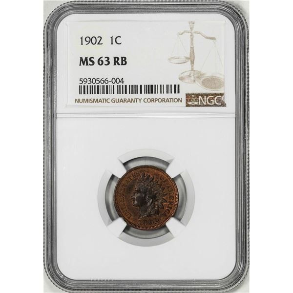 1902 Indian Head Cent Coin NGC MS63RB