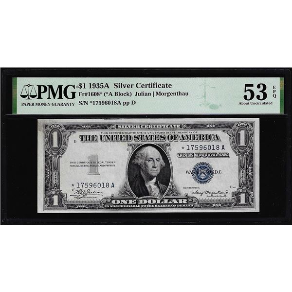 1935A $1 Silver Certificate STAR Note Fr.1608* PMG About Uncirculated 53EPQ