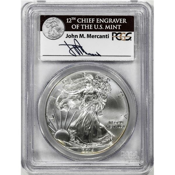 2014 $1 American Silver Eagle Coin PCGS MS69 First Strike Mercanti Signature