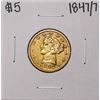 Image 1 : 1847/7 $5 Liberty Head Half Eagle Gold Coin